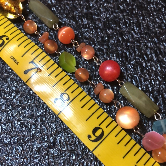 Orange & Green Beaded Necklace And Earrings With Glass Pendant - Picture 9 of 14